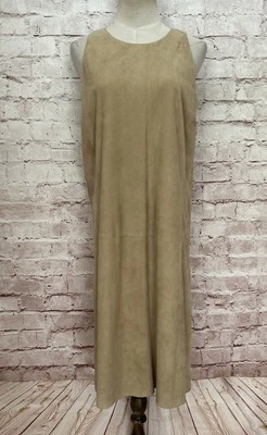 POLO RALPH LAUREN Womens Sleeveless Goat Suede Sheath Dress Palomino Tan Size 14 - Image 1 of 4