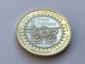 Simply Coins~ 2004 PROOF TWO 2 POUND R TREVITHICK STEAM LOCOMOTIVE - Picture 1 of 5