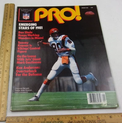 Cris Collinsworth Ken Anderson Tommy Kramer D Shula 1982 ¡Pro! NFL Football Mag Foto 1 de 4