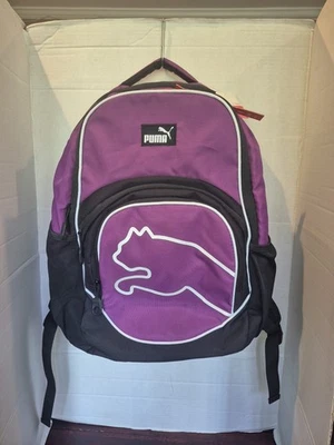Mochila Puma roxa nova com etiquetas com logotipo 5 bolsos 2 lados de malha 18" - Imagem 1 de 4