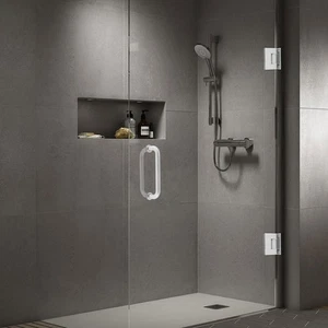 Bathroom Glass Door Fixing Fittings w/Hinges &Handle Shower Hardware Accessories - Picture 1 of 17