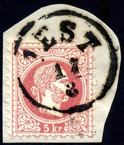 F) HUNGRÍA AUSTRIA 1867 @ 5 Kr corte de plagas - Imagen 1 de 1