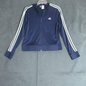 Adidas Jacket Boys Size Medium Blue Track Stripe Logo Full Zip Kids Active Sport - Picture 1 of 8