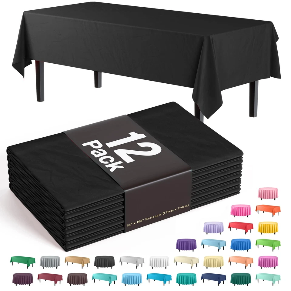 Premium Black table cover 54" x 108" (Pack of 12) - Image 1 of 4