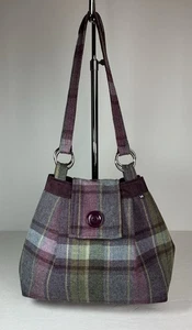 Earth Squared AVA Tweed Shoulder Handbag in Purple - Picture 1 of 21