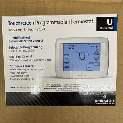 New! Emerson White-Rodgers Programmable Touchscreen 1F95-1291 Thermostat - Image 1 of 4