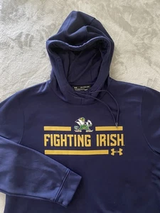 Notre Dame Fighting Irish Hoodie Mens 2XL Navy Blue NCAA Football Under Armour - Picture 1 of 10