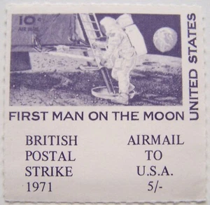 Great Britain - Stamp British Postal Strike Airmail to USA First man on Moon MNH - Picture 1 of 1