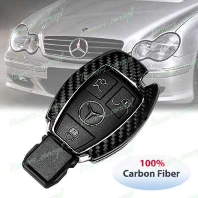 Real Carbon Fiber Remote Key Shell Cover Case For Mercedes-Benz C180/200/250/300 - Image 1 of 4