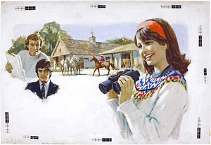 Len Thurston "Double Harness" original gouache illustration smile travel tree - Picture 1 of 3