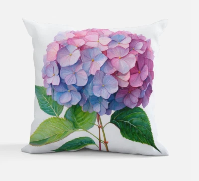 Almohada Hortensia Rosa | Decoración Cottagecore | 14"x14" o 18"x18" Envío Gratis Foto 1 de 2