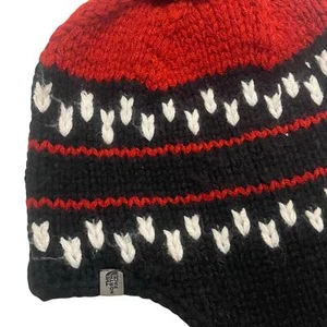 The North Face Boy Hat Knit Beanie Ear Flaps Braided Brown Winter - Picture 1 of 6