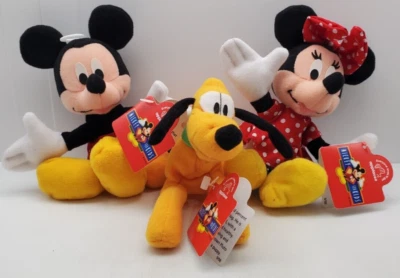Disney Mickey, Minnie, Pluto para niños bolsa de frijoles peluche 1998 aplausos Foto 1 de 4