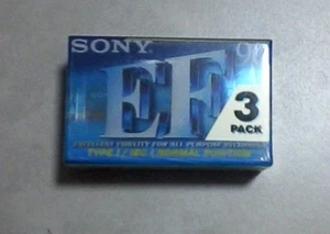 CASSETTES X 3 BLANK SONY EF90 TYPE 1 IEC 1 NORMAL POSITION - NEW AND SEALED - Picture 1 of 3