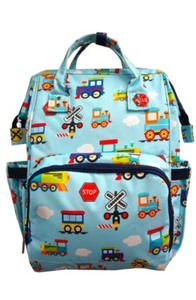 N'Gil Train Print Diaper Bag / Backpack- New Arrival- Back to School- Train - Picture 1 of 2