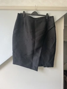 Mint Velvet Women’s Tube Short Skirt Black Shimmery Tweed Front Slit Size UK 16 - Picture 1 of 7