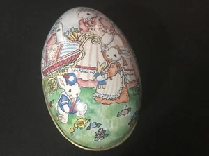 Metal Egg Shaped Vintage Tin - Picture 1 of 4