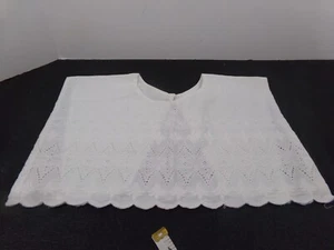 Vintage White Cotton Collar w/ Scallop Front, Dove Tail Back, Snap Close UNIQUE - Picture 1 of 11