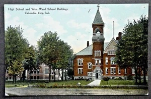 Columbia City IN View of High School and West Ward School Buildings  SHIPS FREE - Picture 1 of 2