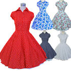 Vintage Hepburn Style 50s 60s 70s Retro Swing Rockabilly Dress Print Floral 6Col