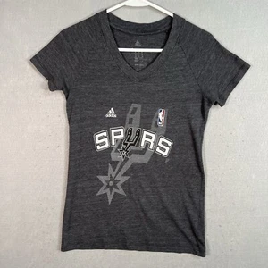 Adidas San Antonio Spurs V Neck T Shirt Womens Medium Dark Gray NBA - Picture 1 of 9
