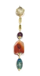 Mono orecchino conchiglia argento lapis giada floreale ematite gold - Foto 1 di 3