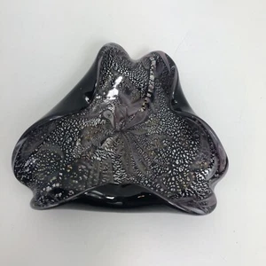 Cuenco de cristal de Murano negro triangular aventurina liso pontil - Imagen 1 de 7