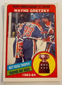 1984-85 O-Pee-Chee OPC #373 Wayne Gretzky Art Ross Trophy Engrasadores excelentes - Imagen 1 de 4