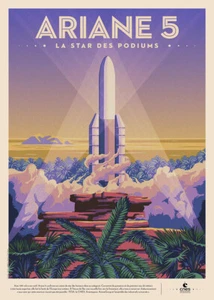Póster espacial vintage de Arianespace - Ariane 5 - Imagen 1 de 1
