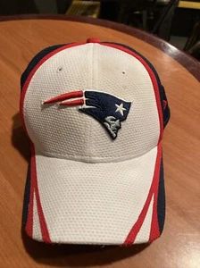 New Era 39Thirty Cap NFL Men's New England Patriots White Red Navy Training Hat - Picture 1 of 3