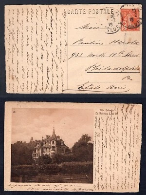 FRANCE 1919 Postcard to USA. Single Use B2 Red Cross Semi-Postal - Image 1 of 4