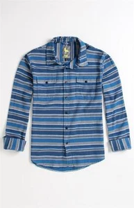 Modern Amusement Port gewebtes Flanell Herren blau Langarm Knopfleiste Hemd Neu mit Etikett - Bild 1 von 1