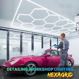 14x Hexagon Sechskant LED Beleuchtung Auto Detail Haus Garage Werkstatt Mankave - Bild 1 von 36