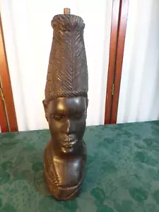 Vintage Hand Carved Wooden African Tribal Sculptured Lamp Base - Picture 1 of 17