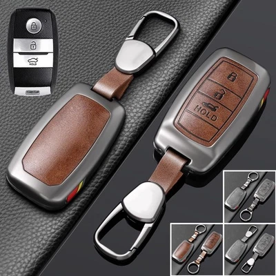 Zinc Alloy Leather Car Key Case Cover For Kia Picanto K2 K3 K4 Forte Niro Sedona - Image 1 of 4