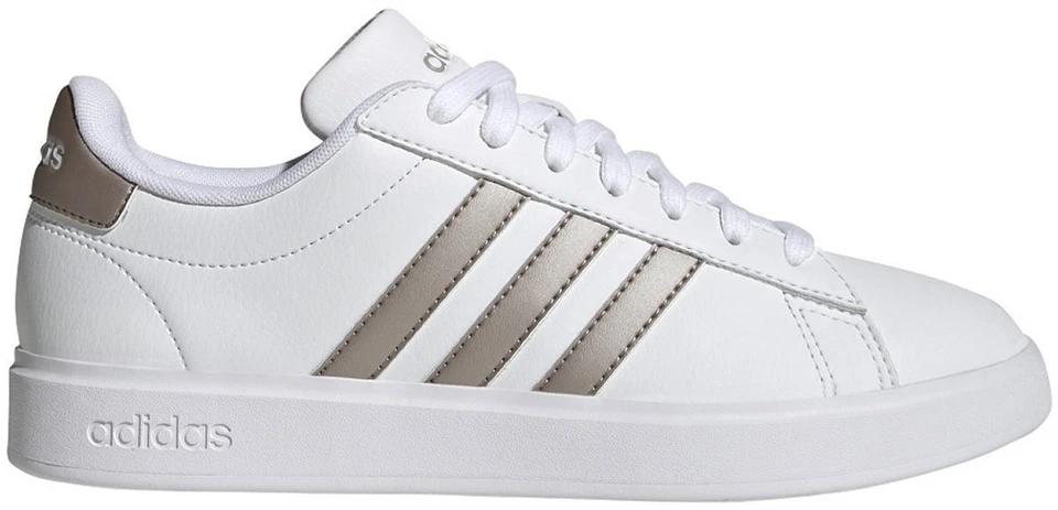 Size 7 - Adidas Grand Court Cloudfoam White Platinum Metallic W