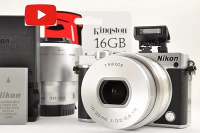 [Mint SC: 5296] Nikon 1 J5 Silver Double zoom Kit 10-30mm & 30-110mm From USA - Image 1 of 4