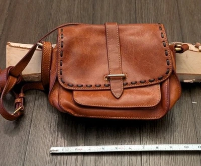 Dooney & Bourke Brown Florentine Vacchetta Leather Saddle Crossbody Bag - Image 1 of 4