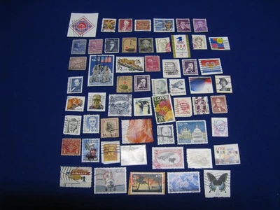 US Stamps "High Value" #7 Stamp Lot - 57 Different - Cancelled - Off/On Paper - Image 1 of 3