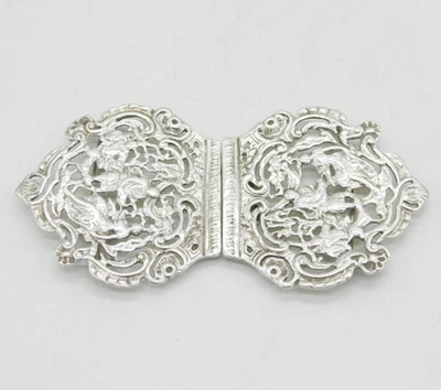 Hebilla de enfermeras floral victoriana de plata esterlina antigua 1897 Birmingham Foto 1 de 4