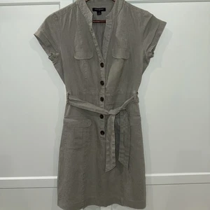 Vestido utilitario Banana Republic para mujer de lino mezcla de algodón sin mangas talla 4 oliva  - Imagen 1 de 11
