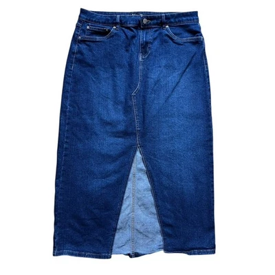 Maxi falda vaquera de mezclilla Baccini con abertura en V en la parte delantera para mujer talla 12 Foto 1 de 4