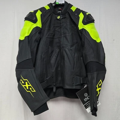 Speed & Strength Revolt Leather Jacket Black/Hi-Vis Large *CLOSEOUT Was $429.95* — 第 1/4 张图片