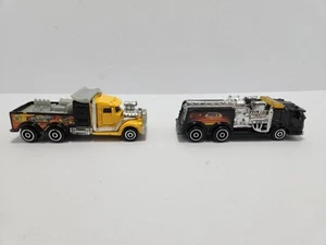 Vintage 1999 Hot Wheels Mattel 18 Wheeler Hot Rod and Heat Fleet Fire Truck  - Picture 1 of 10