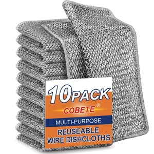 COBETE Non Scratch Wire DishclothDouble-Layer Wire Dishwashing Rags for Wet a... - Picture 1 of 7