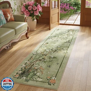 Vowkten Tappeto Runner Stile Chinoiserie Floreale Vintage Tappeti Cucina Antiscivolo Era - Foto 1 di 5
