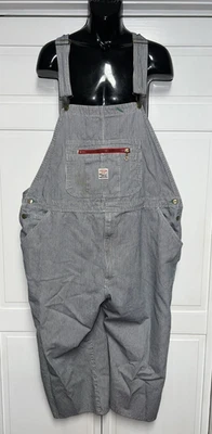 Vtg Pointer Brand Overalls Mens 50 X 30 Hickory Stripe Railroad Blue and White - Image 1 of 4
