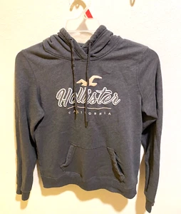 Hollister Juniors Women Dark Gray Pullover Hoodie Logo Graphic Size M Sportswear - Picture 1 of 3