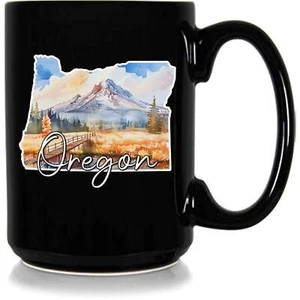 Oregon State Scenery 15oz Black Ceramic Coffee Mug - Picture 1 of 1