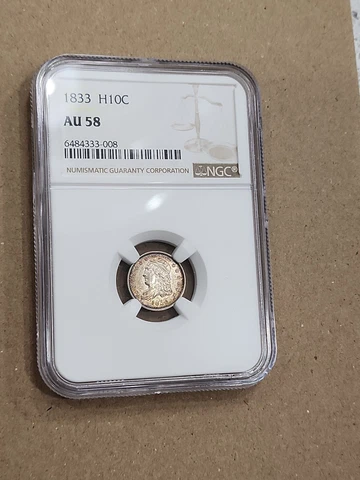 1833 Capped Bust Half Dime NGC AU58 Cover